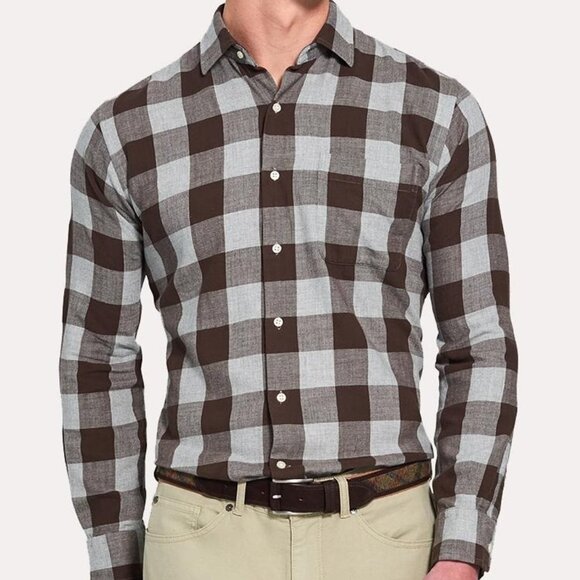 Peter Millar Kent Buffalo Check Button Down Cotton Long Sleeve Shirt Large - Picture 3 of 11